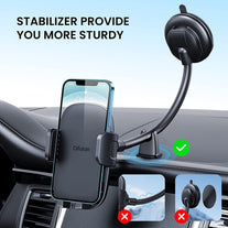 Qifutan Cell Phone Holder for Car Phone Mount Long Arm Dashboard Windshield Car Phone Holder Strong Suction Anti-Shake Stabilizer Phone Car Holder Compatible with All Phone Android Smartphone - The Gadget Collective