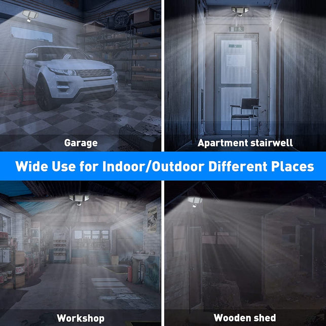 QUNCWL Motion Sensor Outdoor Lights Battery Powered - 1000LM Battery Operated LED Security Light - 5000K Flood Lights IP65 Waterproof 3 Head Wall Light for outside Garage Basement Barn - The Gadget Collective