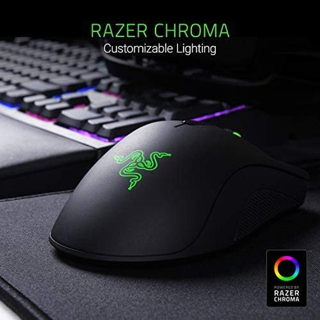 Razer Deathadder Elite Gaming Mouse: 16,000 DPI Optical Sensor - Chroma RGB Lighting - 7 Programmable Buttons - Mechanical Switches - Rubber Side Grips - Matte Black - The Gadget Collective