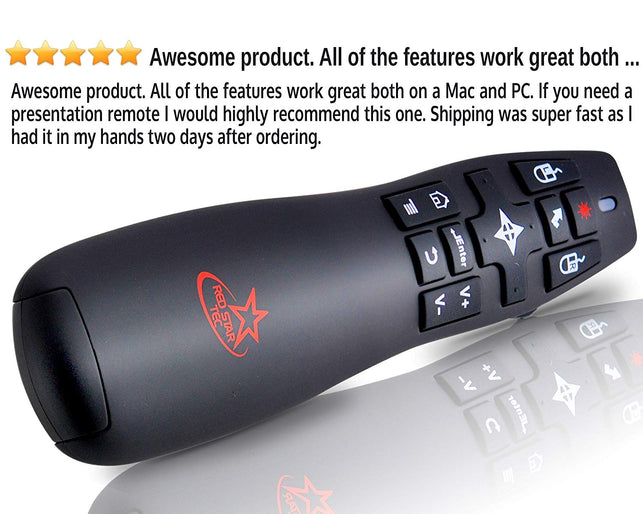 Red Star Tec Wireless Powerpoint Presentation Remote Clicker and Keynote Presenter with Wireless Mouse (PR-820) - The Gadget Collective