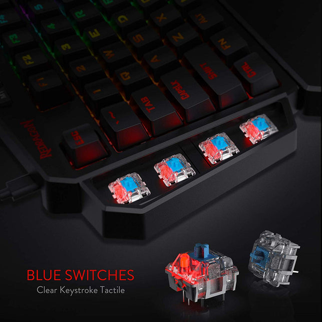 Redragon K585 DITI One-Handed RGB Mechanical Gaming Keyboard, Blue Switches, Professional Gaming Keypad with 7 Onboard Macro Keys, Detachable Wrist Re - The Gadget Collective