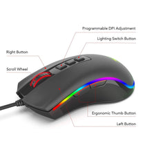 Redragon M711 COBRA Gaming Mouse with 16.8 Million RGB Color Backlit, 10,000 DPI Adjustable, Comfortable Grip, 7 Programmable Buttons - The Gadget Collective