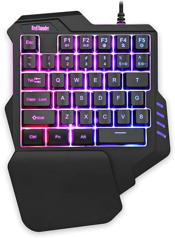 RedThunder One Handed Gaming Keyboard RGB Backlit 35 Keys Portable Mini Gaming Keypad Ergonomic Game Controller for PC Gamer - The Gadget Collective