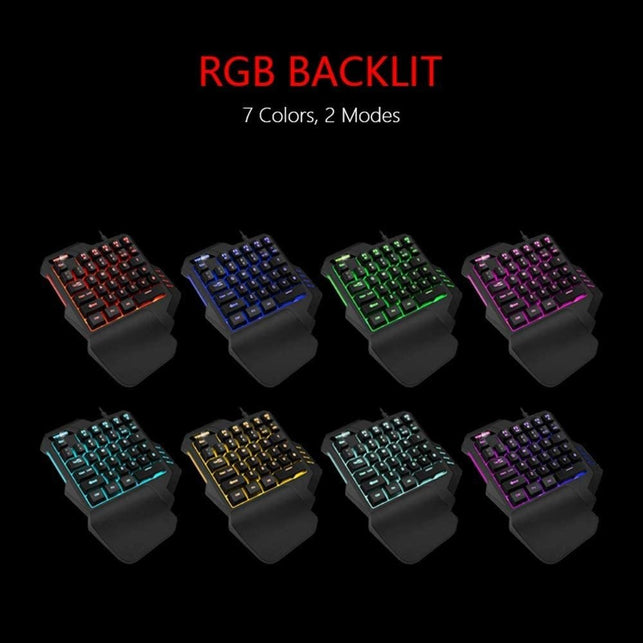 RedThunder One Handed Gaming Keyboard RGB Backlit 35 Keys Portable Mini Gaming Keypad Ergonomic Game Controller for PC Gamer - The Gadget Collective