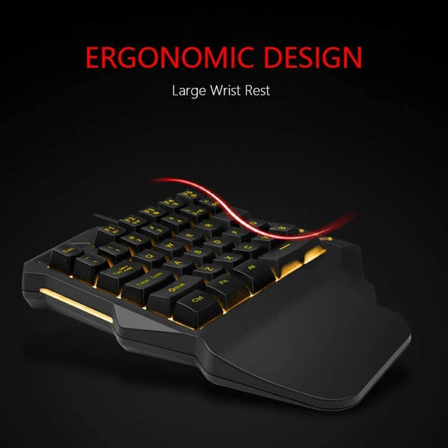 RedThunder One Handed Gaming Keyboard RGB Backlit 35 Keys Portable Mini Gaming Keypad Ergonomic Game Controller for PC Gamer - The Gadget Collective