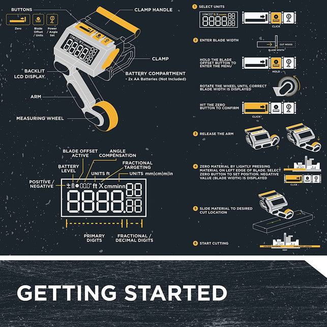 REEKON M1 Caliber Measuring Tool for Miter Saws – Eliminates Need to Measure & Mark Materials, Reduces Cut Time and Increases Safety, Measures Flat & round Materials - The Gadget Collective