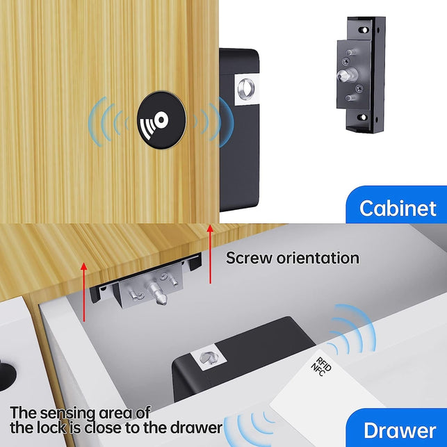 RFID Electronic Cabinet Lock, Smart NFC Drawer Locks, Hidden Card Lock for Wooden Cabinet Cupboard Drawer Furniture - The Gadget Collective