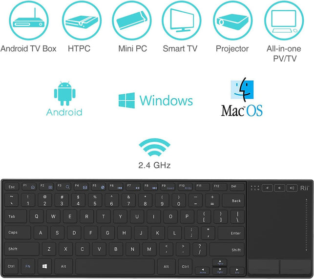 Rii K22 Wireless Keyboard for Windows,Ultra Slim Silent Keyboard with Touchpad,2.4 Ghz Wireless Computer Keyboard,Compatible with PC, Laptop - The Gadget Collective