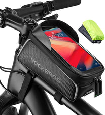 ROCKBROS Bike Bag Top Tube Waterproof Bicycle Frame Bag Touch Screen Bike Pouch Bike Cell Phone Holder for Iphone 12 11 7 8 plus Xs Max below 6.7” - The Gadget Collective
