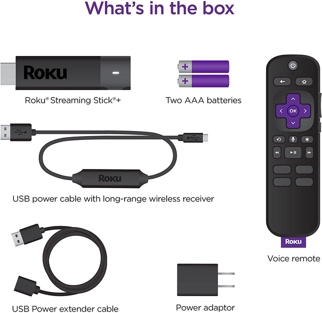 Roku Streaming Stick+ | HD/4K/HDR Streaming Device with Long-Range Wireless and Roku Voice Remote with TV Controls - The Gadget Collective