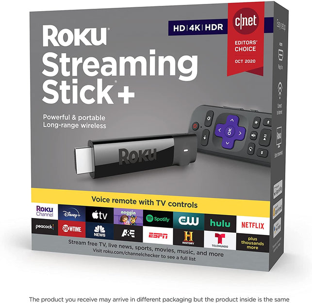 Roku Streaming Stick+ | HD/4K/HDR Streaming Device with Long-Range Wireless and Roku Voice Remote with TV Controls - The Gadget Collective