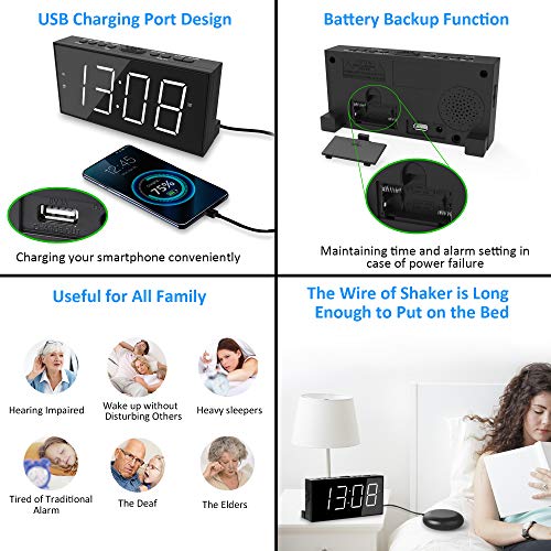 Roxicosly Super Loud Alarm Clock with Bed Shaker for Heavy Sleeper, Dual Vibrating Alarm Clock with USB Charger - The Gadget Collective