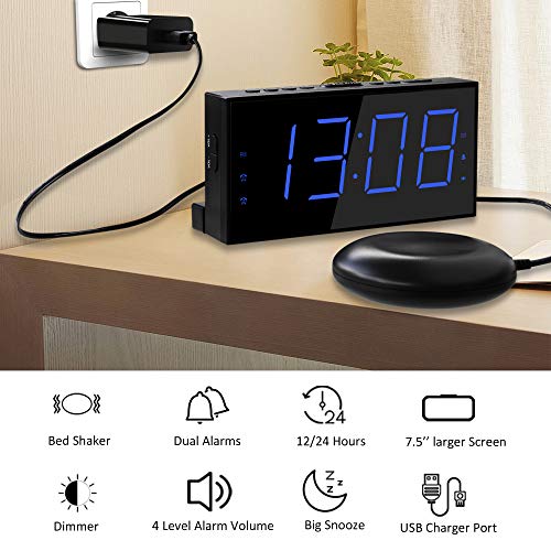 Roxicosly Super Loud Alarm Clock with Bed Shaker, Vibrating Alarm Clock for Heavy Sleepers Hearing Impaired - The Gadget Collective