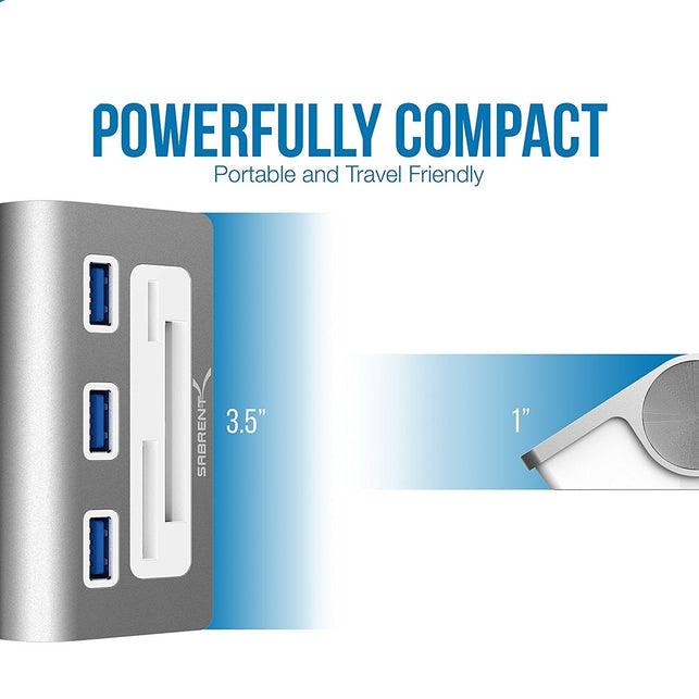 Sabrent Premium 3 Port Aluminum USB 3.0 Hub Multi-In-1 Card Reader - The Gadget Collective