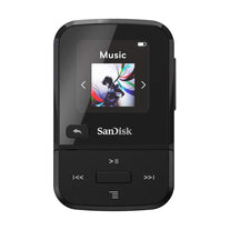 SanDisk 16GB Clip Sport Go MP3 Player, Black - LED Screen and FM Radio - SDMX30-016G-G46K - The Gadget Collective