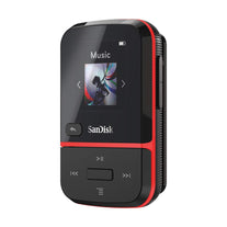 SanDisk 32GB Clip Sport Go MP3 Player, Red - LED Screen and FM Radio - SDMX30-032G-G46R - The Gadget Collective