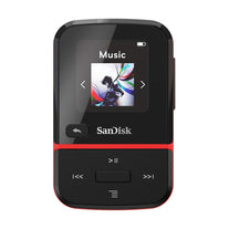 SanDisk 32GB Clip Sport Go MP3 Player, Red - LED Screen and FM Radio - SDMX30-032G-G46R - The Gadget Collective