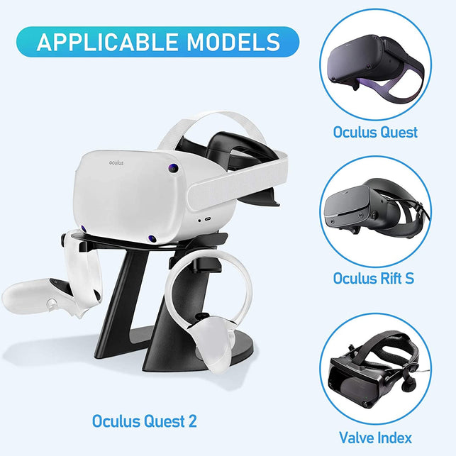 SARLAR VR Stand, Display Holder for Oculus Quest 2/ Quest/ Rift S/ Valve Index Headset and Touch Controllers Accessories - The Gadget Collective