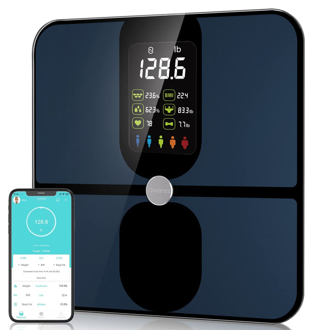 Scale for Body Weight, CHWARES Rechargeable Weight Scale with Large LCD Display, Smart Digital Bathroom Scale with Body Fat 15 Metrics Body Composition Analyzer for BMI Heart Rate 400Lbs, Black - The Gadget Collective