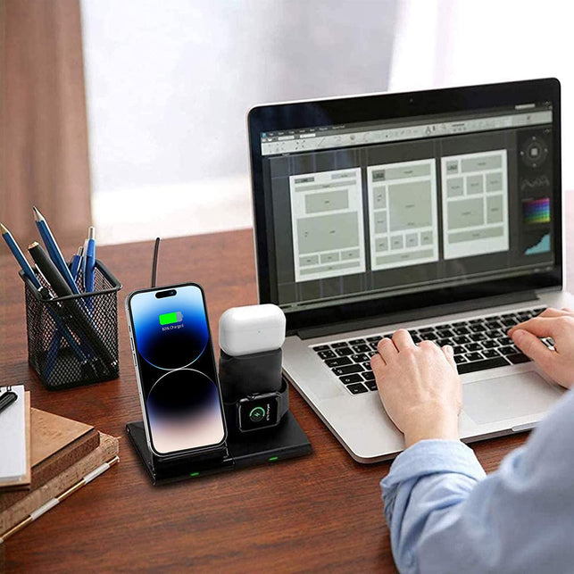 Seneo Wireless Charger 3 in 1 Charging Station Dock for Airpods Pro/3/2, Appie Watch 8/7/6/5/4/3, Fast Wireless Charging Stand for Iphone 14 Pro Max/14/13/12/11/Xr/Xs/X/8/8 Plus(No QC 3.0 Adapter) - The Gadget Collective
