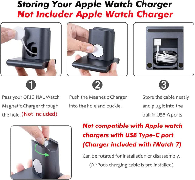 Seneo Wireless Charger 3 in 1 Charging Station Dock for Airpods Pro/3/2, Appie Watch 8/7/6/5/4/3, Fast Wireless Charging Stand for Iphone 14 Pro Max/14/13/12/11/Xr/Xs/X/8/8 Plus(No QC 3.0 Adapter) - The Gadget Collective