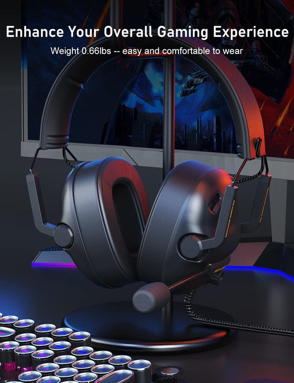 SENZER SG500 Surround Sound Pro Gaming Headset with Noise Cancelling Microphone - Detachable Memory Foam Ear Pads - Portable Foldable Headphones for PC, PS4, PS5, Xbox One, Switch - The Gadget Collective