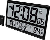 SHARP Atomic Clock - Never Needs Setting! –Easy to Read Numbers - Indoor/ Outdoor Temperature, Wireless Outdoor Sensor - Battery Powered - Easy Set-Up!! (4