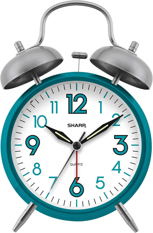 Sharp SPC851 Twin Bell Alarm Clock, Teal - The Gadget Collective