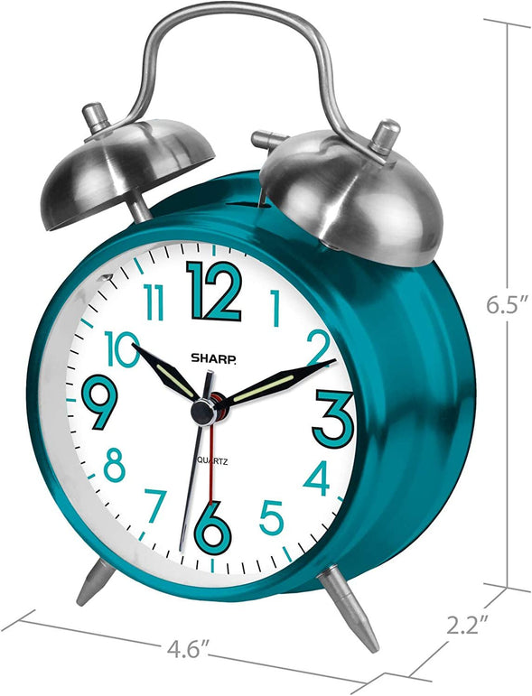 Sharp SPC851 Twin Bell Alarm Clock, Teal - The Gadget Collective