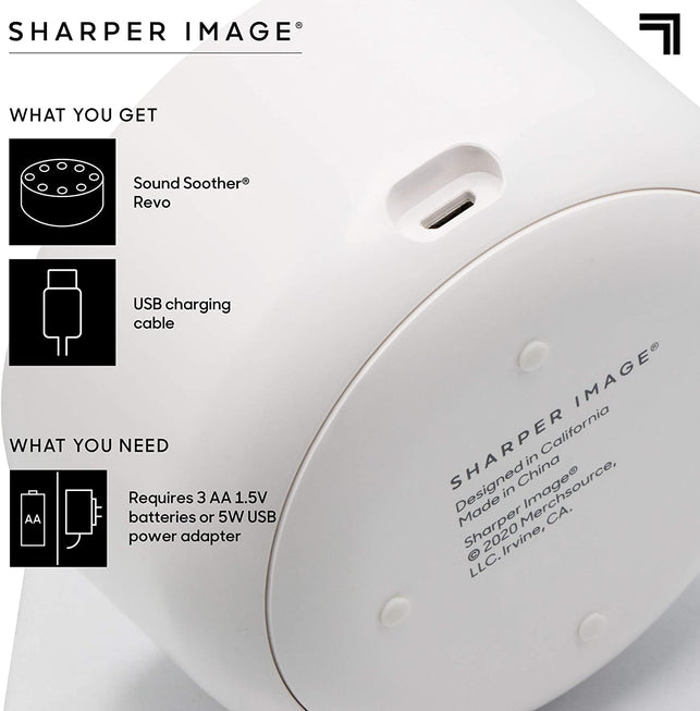 SHARPER IMAGE Sleep Therapy White Noise Machine, Soothing Nature Sounds for Baby Kid Adult, Portable Relaxation Wellness Meditation and Naps, Peaceful Rest Sleep Aid, Holiday Gift - The Gadget Collective