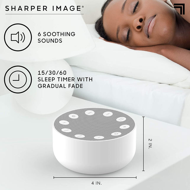 SHARPER IMAGE Sleep Therapy White Noise Machine, Soothing Nature Sounds for Baby Kid Adult, Portable Relaxation Wellness Meditation and Naps, Peaceful Rest Sleep Aid, Holiday Gift - The Gadget Collective