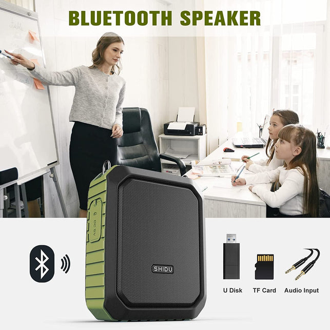 Shidu Voice Amplifier for Teachers, PA System Speaker 18W Portable Megaphone (Work of 12 Hrs) with Wired Mic Headset,Waterproof Ipx 5&Built-In Rechargeable 4400Mah Battery.For Teaching, Meeting&Speech - The Gadget Collective