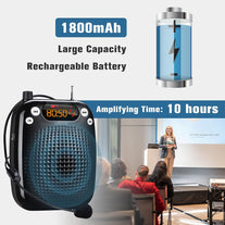 SHIDU Voice Amplifier with Portable Microphone Rechargeable Loudspeaker, Megaphone Speaker, Lightweight Microphone Classroom Must Haves Support TF Card FM for Teaching and Meeting - The Gadget Collective