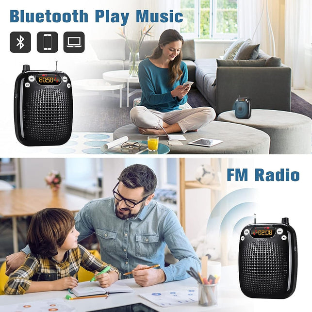 SHIDU Voice Amplifier with Portable Microphone Rechargeable Loudspeaker, Megaphone Speaker, Lightweight Microphone Classroom Must Haves Support TF Card FM for Teaching and Meeting - The Gadget Collective