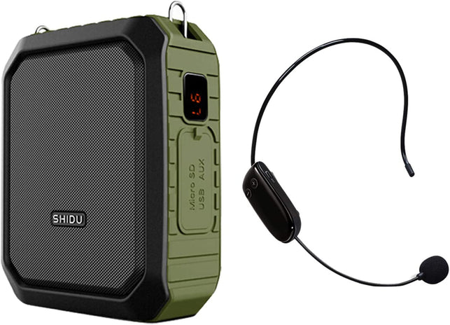 Shidu Wireless Voice Amplifier Bluetooth Teacher Microphone 18W Waterproof Portable Voice Amplifier Headset Mic Rechargeable Voice Enhancer Personal Microphone for Classroom Outdoors - The Gadget Collective