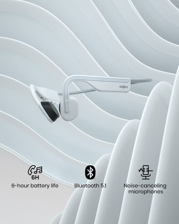 Shokz Openmove Bluetooth Wireless Headphones with Mic, Bone Conduction Wireless Headset with 6H Playtime, IP55 Waterproof Sports Headphones for Running, Workout, Yoga (Alpine White) - The Gadget Collective