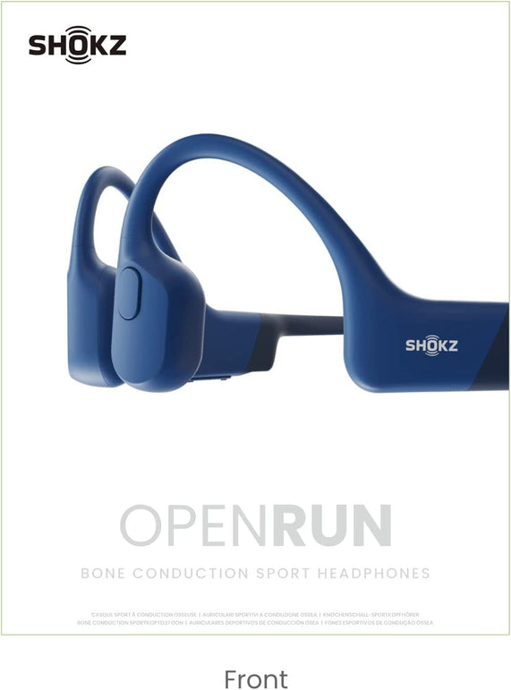 Shokz Openrun Bone Conduction Sports Headphones, Bluetooth Wireless Earphones with Mic, 8H Playtime, Open-Ear Waterproof Headset for Running, Workout, Driving (Blue Eclipse) - The Gadget Collective