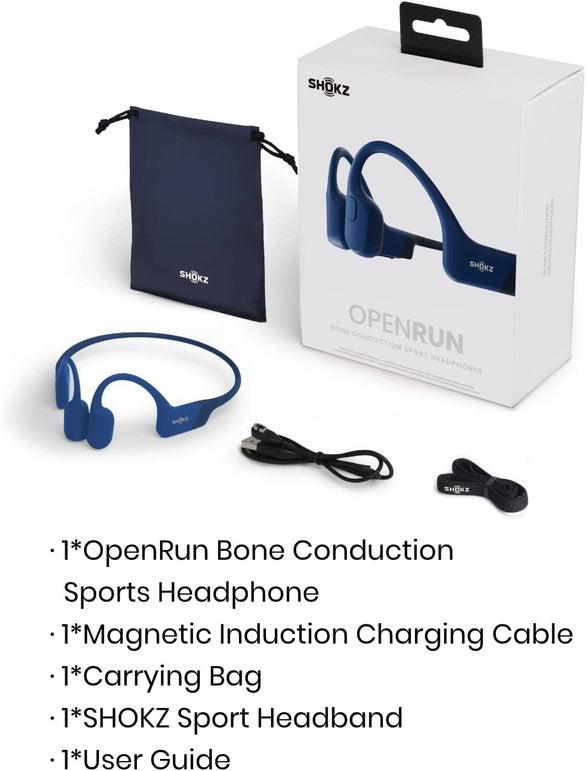 Shokz Openrun Bone Conduction Sports Headphones, Bluetooth Wireless Earphones with Mic, 8H Playtime, Open-Ear Waterproof Headset for Running, Workout, Driving (Blue Eclipse) - The Gadget Collective