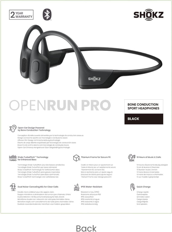 Shokz Openrun Pro Bone Conduction Sports Headphones, Open-Ear Sports Earphones with Mic, Bluetooth Wireless Bone Conduction Headset, IP55 Waterproof - The Gadget Collective