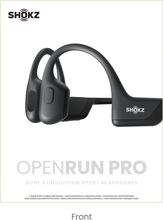 SHOKZ OpenRun Pro - Open-Ear Bluetooth Bone Conduction Sport Headphones -  Sweat Resistant Wireless Earphones for Workouts and Running with Premium