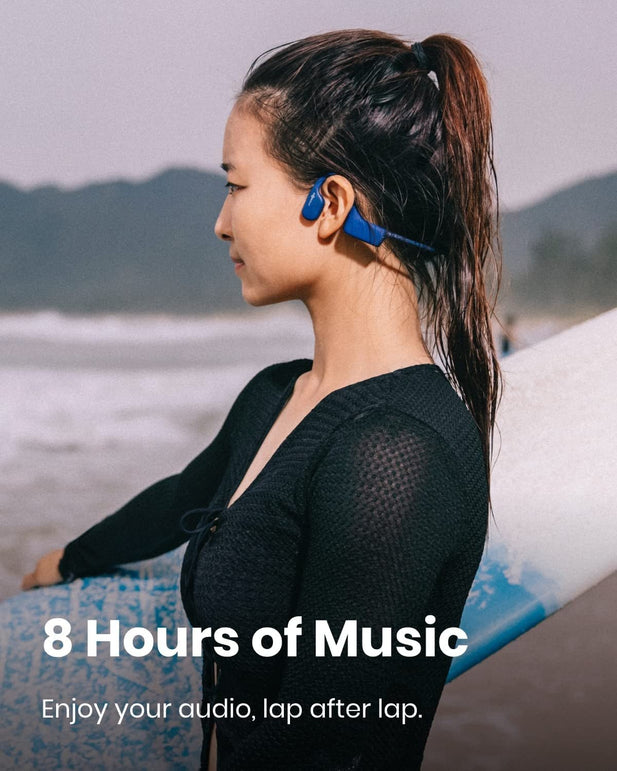 Shokz Openswim Swimming MP3 Headphones, Open-Ear Bone Conduction Headset, IP68 Waterproof, 4 GB Memory, MP3 Player for Swimming, Surfing, Running(No Bluetooth)（Sapphire Blue） - The Gadget Collective