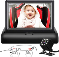Shynerk Baby Car Mirror, 4.3'' HD Night Vision Function Car Mirror Display, Safety Car Seat Mirror Camera Monitored Mirror with Wide Crystal Clear View, Aimed at Baby, Easily Observe the Baby’S Move - The Gadget Collective
