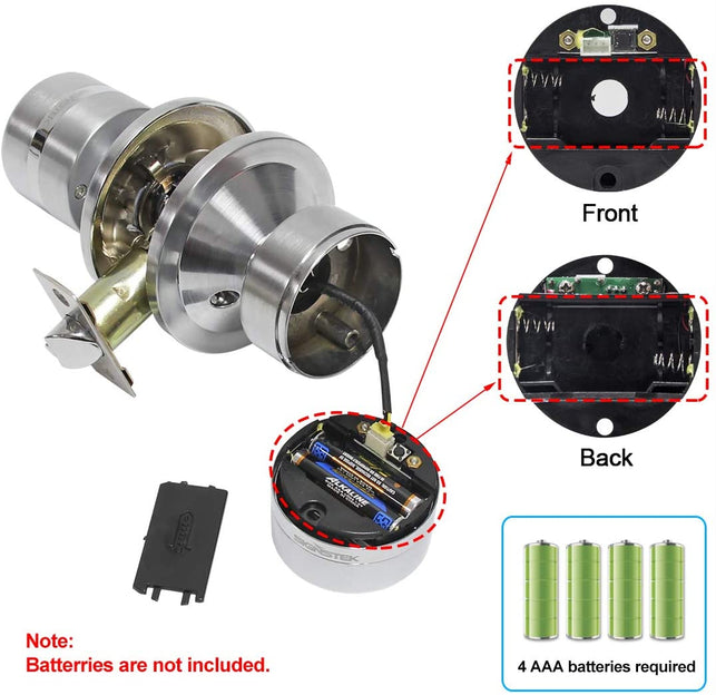 Signstek Electronic Keypad Door Knob Lock with Encryption Function, Satin Nickel - The Gadget Collective