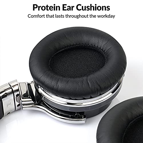 Silensys E7 Active Noise Cancelling Headphones Bluetooth Headphones with Microphone Deep Bass Wireless Headphones Over Ear, Comfortable Protein Earpads, 30 Hours Playtime for Travel/Work, Black - The Gadget Collective