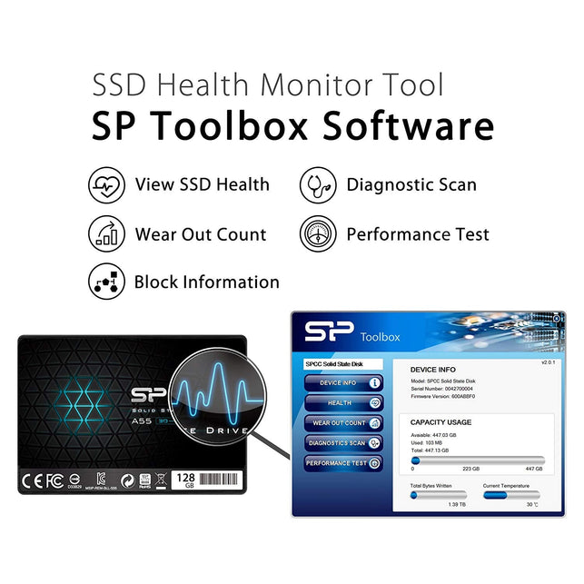 Silicon Power 128GB SSD 3D NAND A55 SLC Cache Performance Boost SATA III 2.5" 7mm (0.28") Internal Solid State Drive (SU128GBSS3A55S25AC) - The Gadget Collective