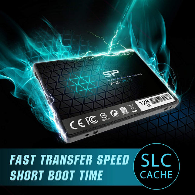 Silicon Power 128GB SSD 3D NAND A55 SLC Cache Performance Boost SATA III 2.5" 7mm (0.28") Internal Solid State Drive (SU128GBSS3A55S25AC) - The Gadget Collective