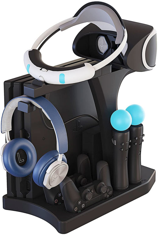 Skywin PS4 Controller Charger Station - Showcase, Cool, Charge, and Display Your PSVR Accessories - Compatible with Playstation. PS4 Cooling Station, PS4 Vertical Stand, PS4 Fan, PS4 Charging Station - The Gadget Collective