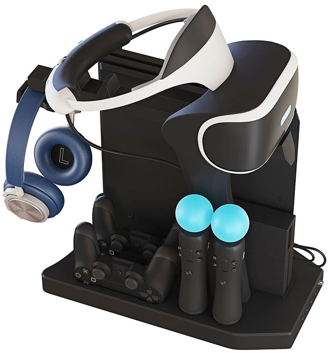 Skywin PS4 Controller Charger Station - Showcase, Cool, Charge, and Display Your PSVR Accessories - Compatible with Playstation. PS4 Cooling Station, PS4 Vertical Stand, PS4 Fan, PS4 Charging Station - The Gadget Collective