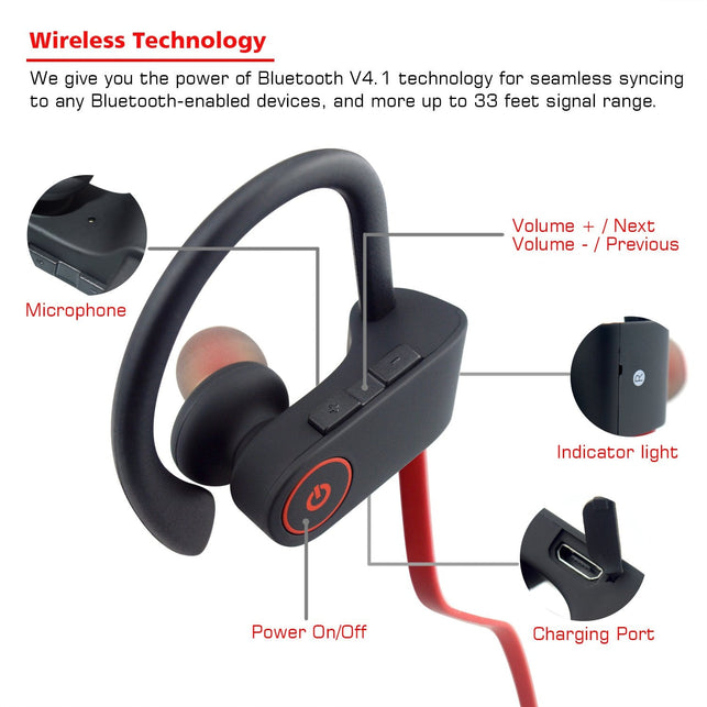 Small Target Bluetooth Headphones, Best Wireless Sport Earphones w/Mic IPX7 Waterproof Stable Fit in Ear Earbuds Noise Isolating Stereo Headset 9-Hour - The Gadget Collective