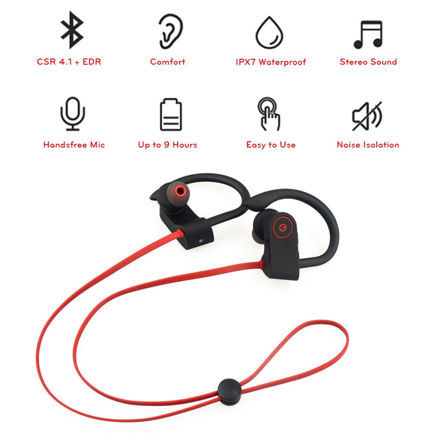 Small Target Bluetooth Headphones, Best Wireless Sport Earphones w/Mic IPX7 Waterproof Stable Fit in Ear Earbuds Noise Isolating Stereo Headset 9-Hour - The Gadget Collective